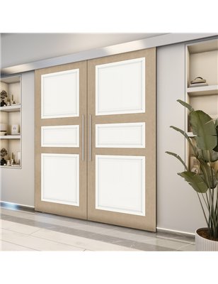 Holzschiebetür Eco-Line - Eiche und Weiss  Model 4021-2
