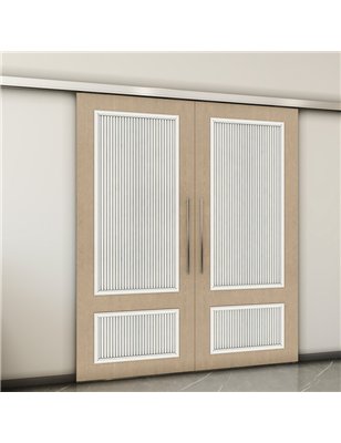 Holzschiebetür Slim-Line - Eiche und Weiss  Model 4006-2