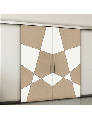 Holzschiebetür Slim-Line - Eiche und Weiss  Model 4011-2