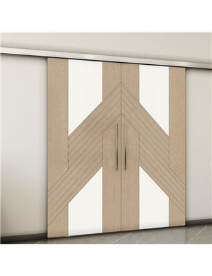 Holzschiebetür Slim-Line - Eiche und Weiss  Model 4019-2