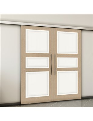 Holzschiebetür Slim-Line - Eiche und Weiss  Model 4021-2