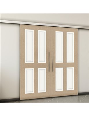 Holzschiebetür Slim-Line - Eiche und Weiss  Model 4022-2