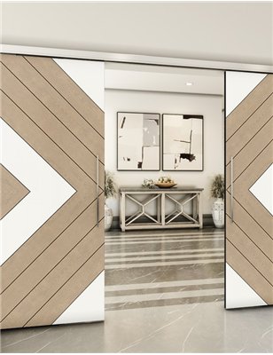 Holzschiebetür Slim-Line - Eiche und Weiss  Model 4038