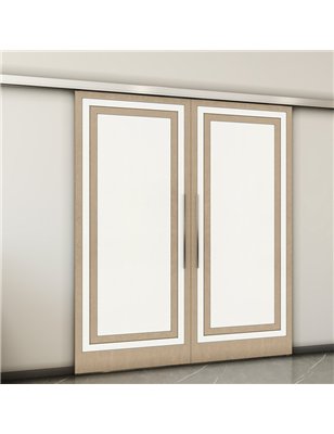 Holzschiebetür Slim-Line - Eiche und Weiss  Model 4041-2