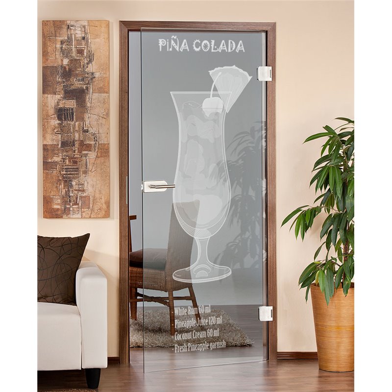 Ganzglastür Pina Colada Gelasert Auf Klarglas Ganzglastür Pina Colada Gelasert Auf Klarglas