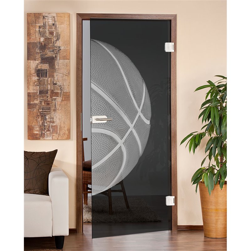 Ganzglastür Basketball Gelasert Auf Grauglas Ganzglastür Basketball Gelasert Auf Grauglas
