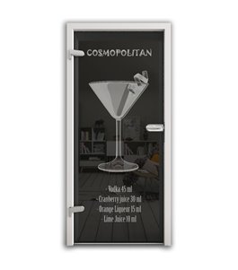 Ganzglastür Cosmopolitan Gelasert Auf Grauglas