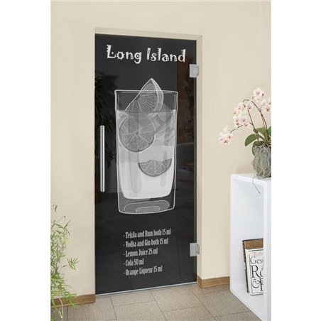 Pendeltür Long Island Gelasert Auf Grauglas