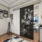 Glasschiebetür ECO-LINE Blume 9 Gelasert Auf Grauglas