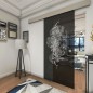 Glasschiebetür ECO-LINE Florale Kunst Gelasert Auf Grauglas