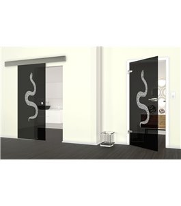 Glasschiebetür ECO-LINE Snake Gelasert Auf Grauglas