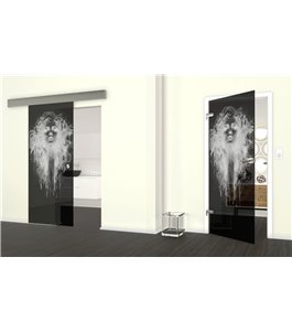 Glasschiebetür ECO-LINE Silhuette III Gelasert Auf Grauglas