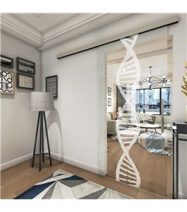 Glasschiebetür SLIM-LINE "DNA" Gelasert Auf Klarglas