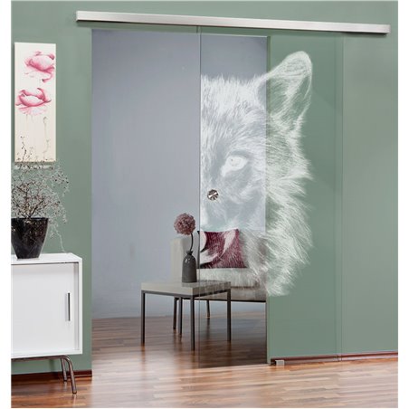 Glasschiebetür SLIM-LINE Wolf 4 Gelasert Auf Klarglas