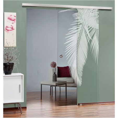 Glasschiebetür SLIM-LINE Blätter 2 Gelasert Auf Klarglas
