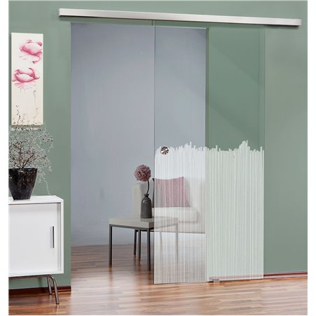Glasschiebetür SLIM-LINE Sichtschutz Gelasert Auf Klarglas