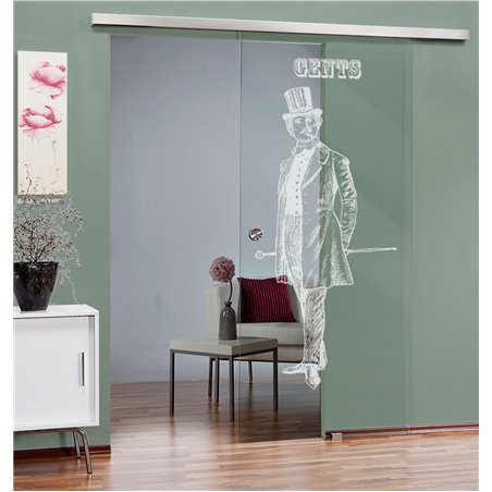 Glasschiebetür SLIM-LINE Gents Gelasert Auf Klarglas