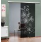 Glasschiebetür SLIM-LINE Blume 9 Gelasert Auf Grauglas Glasschiebetür SLIM-LINE Blume 9 Gelasert Auf Grauglas