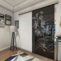 Glasschiebetür SLIM-LINE Blume 9 Gelasert Auf Grauglas Glasschiebetür SLIM-LINE Blume 9 Gelasert Auf Grauglas