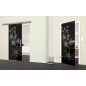 Glasschiebetür SLIM-LINE Blume 9 Gelasert Auf Grauglas Glasschiebetür SLIM-LINE Blume 9 Gelasert Auf Grauglas