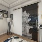 Glasschiebetür SLIM-LINE Pagode II Gelasert Auf Grauglas Glasschiebetür SLIM-LINE Pagode II Gelasert Auf Grauglas