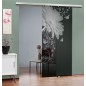 Glasschiebetür SLIM-LINE Blume 3 Gelasert Auf Grauglas