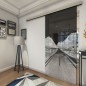 Glasschiebetür SLIM-LINE Alpenstraße Gelasert Auf Grauglas Glasschiebetür SLIM-LINE Alpenstraße Gelasert Auf Grauglas