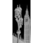 Lichtausschnitt Big Ben Gelasert Auf Grauglas