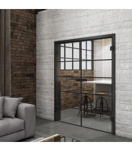 Ganzglastür Loft Schwarzlack 01 Auf Klarglas