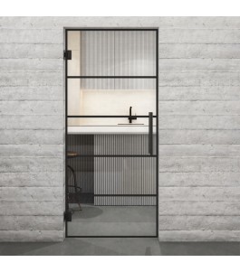Pendeltür Loft Schwarzlack 01 Auf Klarglas-modernes Zuhause