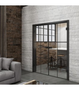 Ganzglastür Loft Schwarzlack 07 Auf Klarglas