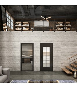 Ganzglastür Loft Schwarzlack 07 Auf Klarglas
