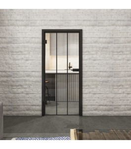 Ganzglastür Loft Schwarzlack 12 Auf Klarglas