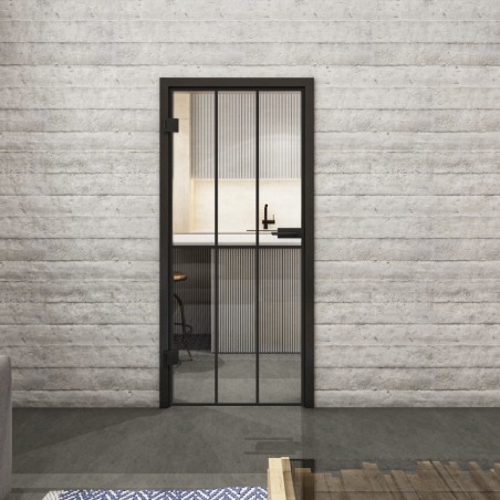 Ganzglastür Loft Schwarzlack 12 Auf Klarglas