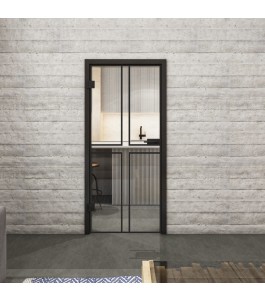 Ganzglastür Loft Schwarzlack 15 Auf Klarglas