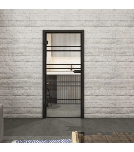 Ganzglastür Loft Schwarzlack 16 Auf Klarglas