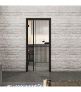 Ganzglastür Loft Schwarzlack 21 Auf Klarglas