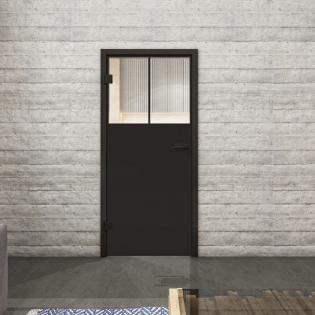 Ganzglastür Loft Schwarzlack 25 Auf Klarglas