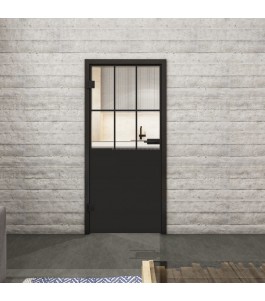 Ganzglastür Loft Schwarzlack 28 Auf Klarglas