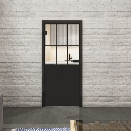 Ganzglastür Loft Schwarzlack 28 Auf Klarglas