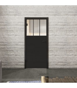 Ganzglastür Loft Schwarzlack 29 Auf Klarglas