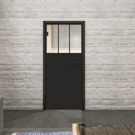 Ganzglastür Loft Schwarzlack 29 Auf Klarglas