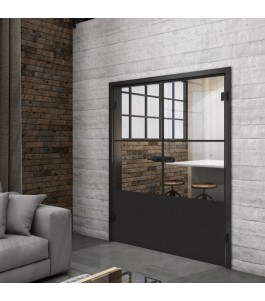 Ganzglastür Loft Schwarzlack 33 Auf Klarglas