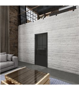 Ganzglastür Loft Schwarzlack 03 Auf Grauglas