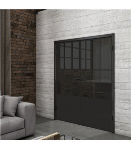 Ganzglastür Loft Schwarzlack 03 Auf Grauglas