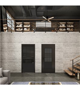 Ganzglastür Loft Schwarzlack 03 Auf Grauglas