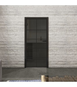 Ganzglastür Loft Schwarzlack 05 Auf Grauglas