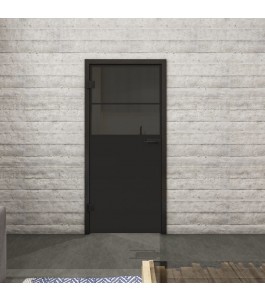 Ganzglastür Loft Schwarzlack 22 Auf Grauglas
