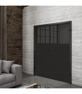 Ganzglastür Loft Schwarzlack 25 Auf Grauglas