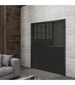 Ganzglastür Loft Schwarzlack 26 Auf Grauglas